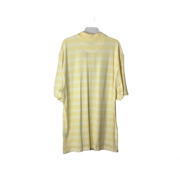 Dockers Tour Mens Polo Shirt Size XL 100% Cotton Yellow White Stripe Golf Sports - Picture 2 of 7